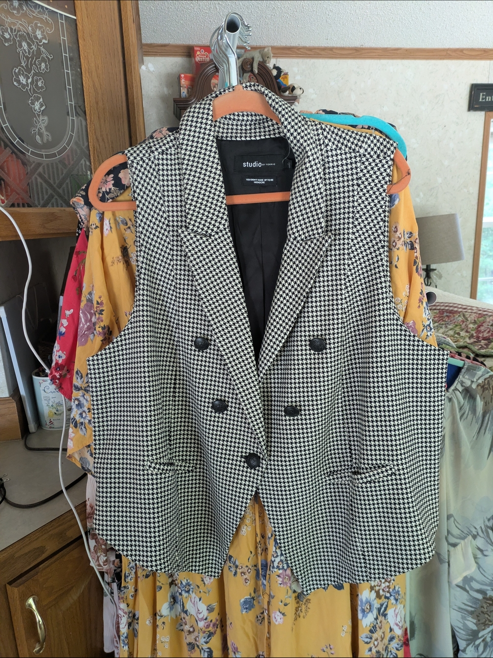 torrid Black & White Houndstooth Double-Breasted Vest